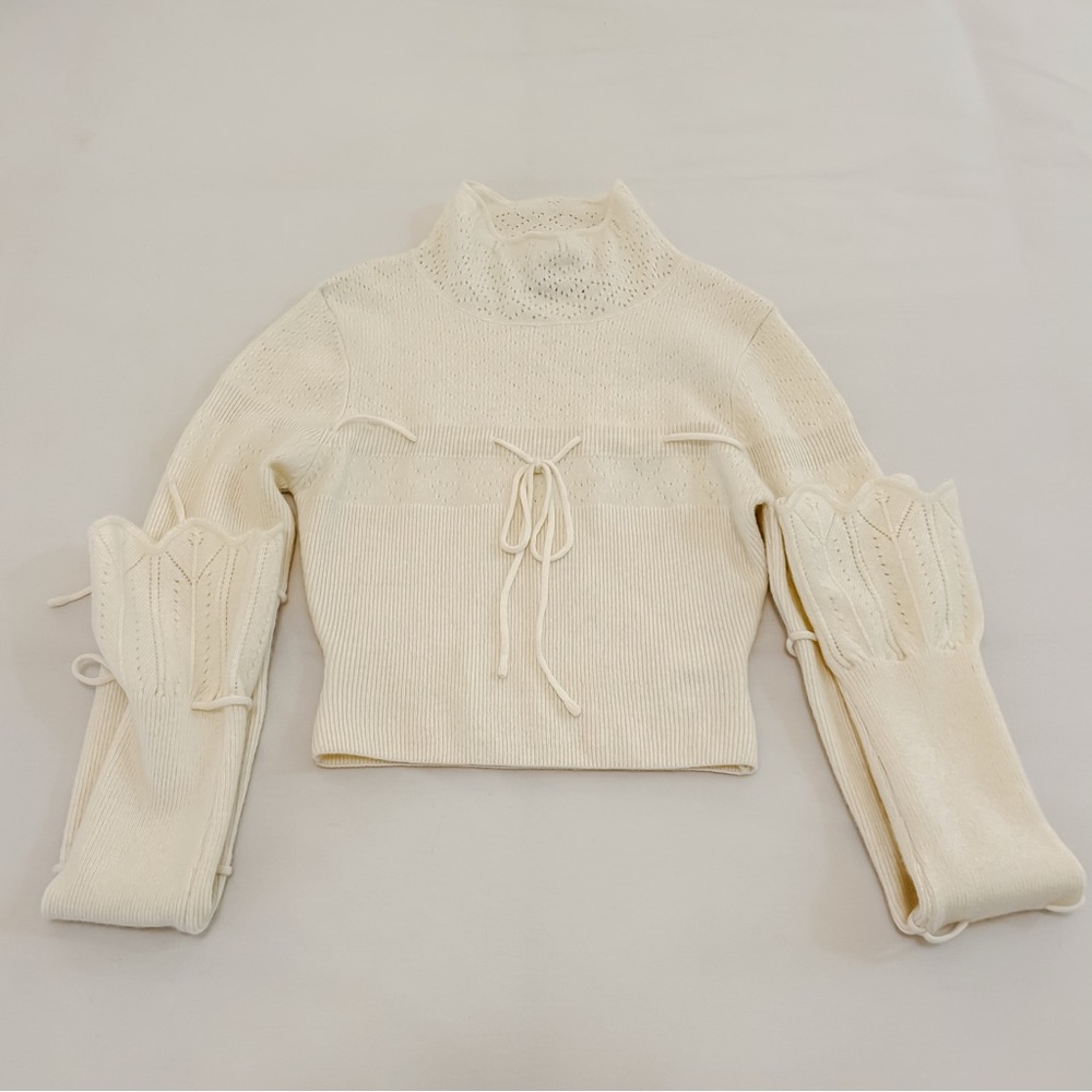 Danielle Guizio Knit Pointelle Turtleneck